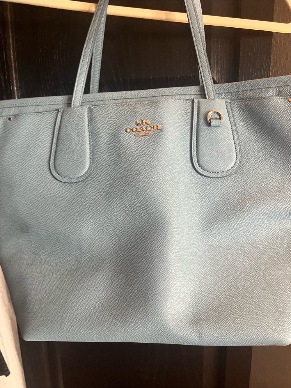 Coach Powder Blue Pebbled Leather Tote/Diaper bag